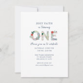 Digitale Floral 1st Girls Birthday Party Kaart (Voorkant)