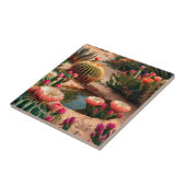 Digitale Foto Woestijn Oasis Bloemen Keramische Te Tegeltje (Zijkant)