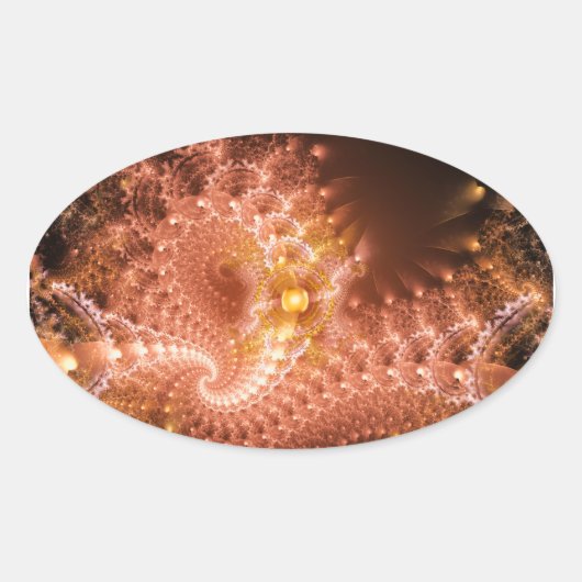 Digitale fractale illustratie met rimpeleffect ovale sticker (Voorkant)