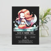 Digitale Fun Zeemeermin Verjaardag Kaart (Staand voorkant)