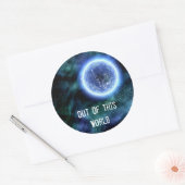 Digitale Galaxy Alien Planet In Space Blue Nebula Ronde Sticker (Envelop)