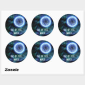 Digitale Galaxy Alien Planet In Space Blue Nebula Ronde Sticker (Vel)