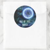 Digitale Galaxy Alien Planet In Space Blue Nebula Ronde Sticker (Tas)