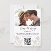 Digitale & gedrukte botanische QR-code foto RSVP Kaart (Voorkant)