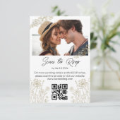 Digitale & gedrukte botanische QR-code foto RSVP Kaart (Staand voorkant)