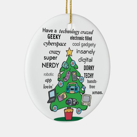 digitale geeky kerst met gekke technologie keramisch ornament (Rechts)