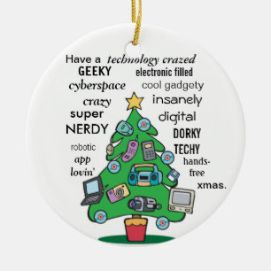 digitale geeky kerst met gekke technologie keramisch ornament
