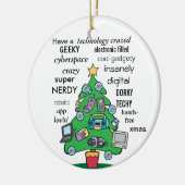 digitale geeky kerst met gekke technologie keramisch ornament (Links)