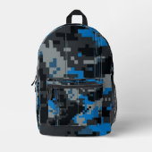 Digitale Glitch Camo Rugzak - Aangepaste Naam Blau (Voorkant)