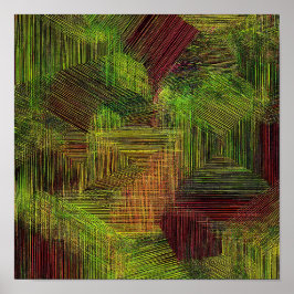 Digitale Glitch Geometrisch Stofpatroon Poster