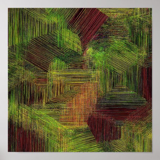 Digitale Glitch Geometrisch Stofpatroon Poster (Voorkant)