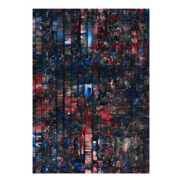 Digitale Glitch Matrix Rood en Blauw Abstract Foto Afdruk