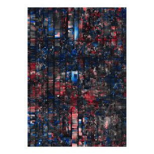Digitale Glitch Matrix Rood en Blauw Abstract Foto Afdruk