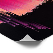 Digitale Glitch Zonsondergang Horizon Poster (Hoek)