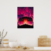 Digitale Glitch Zonsondergang Horizon Poster (Keuken)