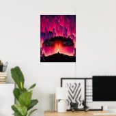 Digitale Glitch Zonsondergang Horizon Poster (Thuiskantoor)