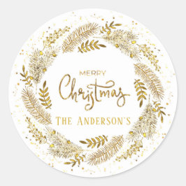 Digitale Gold Foil Merry-kerst, aangepast Ronde Sticker
