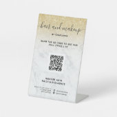 Digitale grafische goudglittermarmer samenstelling reclamebord met voetstuk (Voorkant)