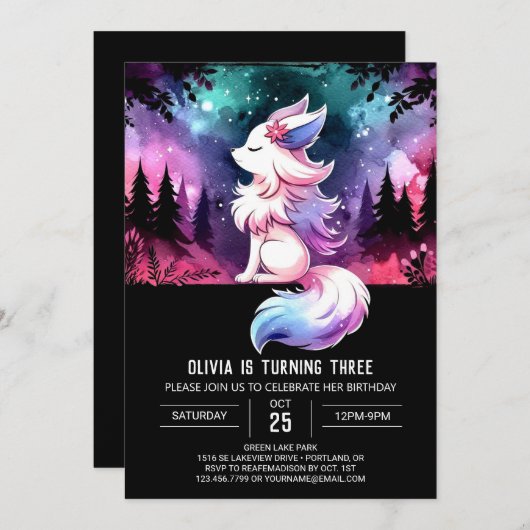 Digitale grillige wolf verjaardag kaart (Voorkant / Achterkant)