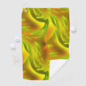 Digitale groene oranje schil op gele ruwe textuur golfhanddoek (Insitu)