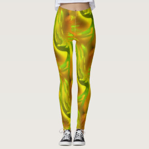 Digitale groene oranje schil op gele ruwe textuur leggings