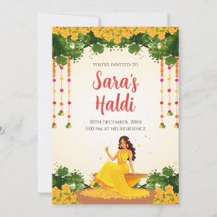 Digitale Haldi nodigt Haldi uit Pithi uit Kaart