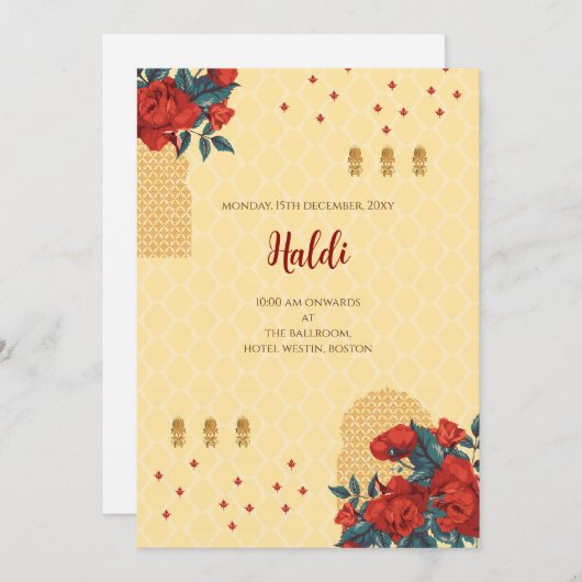 Digitale Haldi uitnodiging & Indiase trouwkaart (Voorkant / Achterkant)