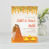 Digitale Haldi uitnodigingen & Bruiloft Haldi uitn (Staand voorkant)