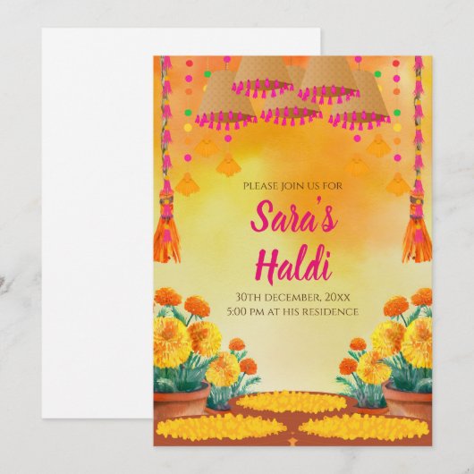 Digitale Haldi uitnodigingen & Digitale Mayoun uit (Voorkant / Achterkant)