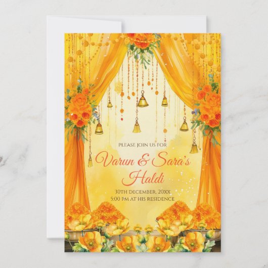 Digitale Haldi-uitnodigingen Haldi nodigt uit Kaart (Voorkant)