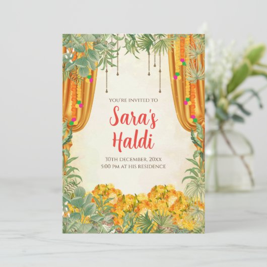 Digitale Haldi uitnodigingen Huwelijks Haldi uitno (Staand voorkant)