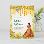 Digitale Half Saree functie uitnodigingen (Staand voorkant)