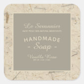 Digitale handgemaakte Floral Paper Natural Soap Vierkante Sticker (Voorkant)