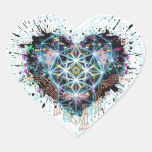 Digitale Hart Heilige Geometrie Hart Ontwerp  Sticker