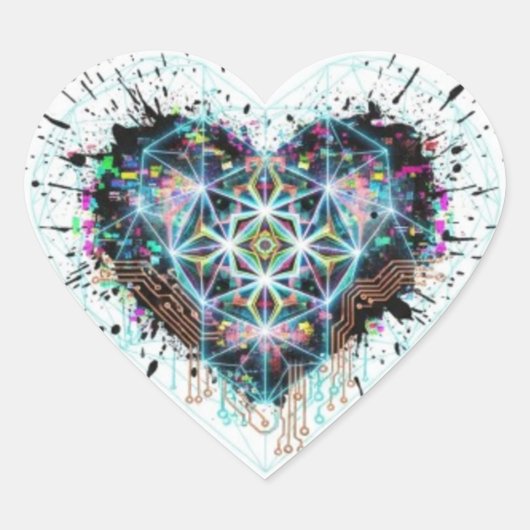 Digitale Hart Heilige Geometrie Hart Ontwerp  Sticker (Voorkant)