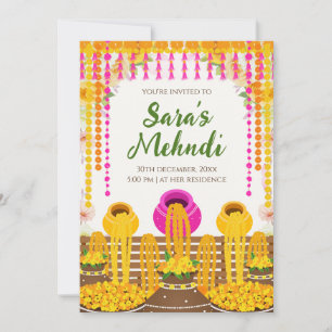 Digitale Henna-feestuitnodigingen & Haldi-uitnodig Kaart