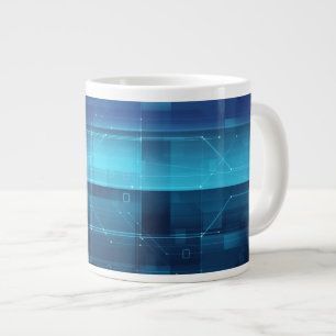 Digitale high-tech achtergrond grote koffiekop