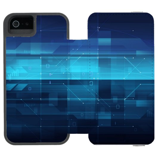 Digitale high-tech achtergrond incipio iPhone portemonnee hoesje (Agenda Open)