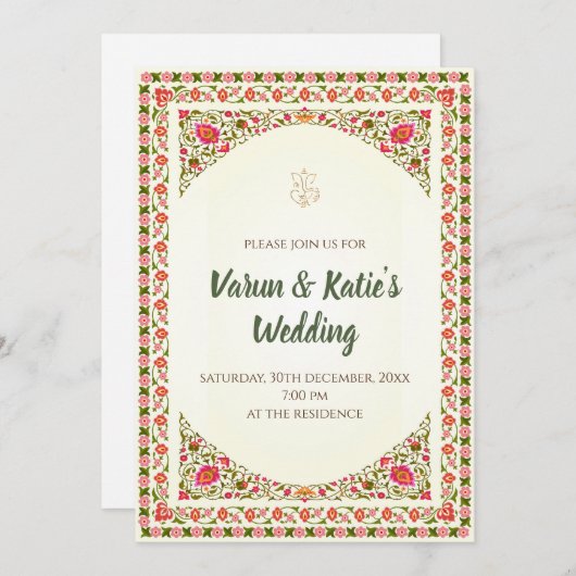 Digitale Hindoe bruiloft uitnodigen Indiase bruilo Kaart (Voorkant / Achterkant)