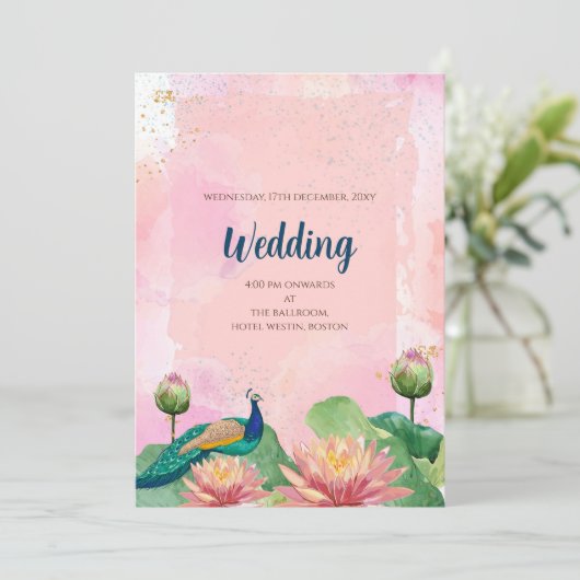 Digitale Hindoe bruiloft uitnodiging Indiase bruil (Staand voorkant)