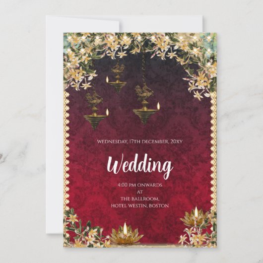 Digitale Hindoe bruiloft uitnodiging Indiase bruil (Voorkant)