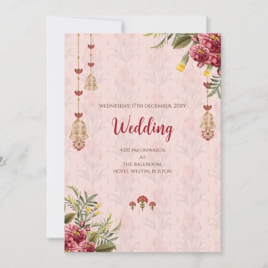 Digitale Hindoe bruiloft uitnodiging Indiase bruil (Voorkant)