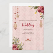 Digitale Hindoe bruiloft uitnodiging Indiase bruil (Voorkant / Achterkant)