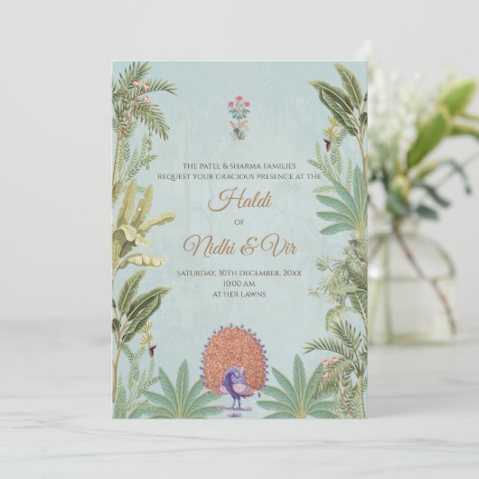 Digitale Hindoe kaarten & Indiase bruiloft uitnodi (Staand voorkant)