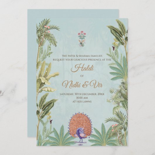 Digitale Hindoe kaarten & Indiase bruiloft uitnodi (Voorkant / Achterkant)