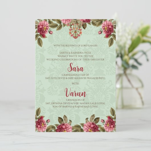 Digitale Hindoe trouwkaart Indiase trouwkaart Kaart (Staand voorkant)