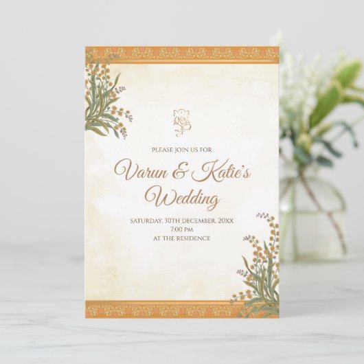 Digitale Hindoe Trouwkaarten & Indiase uitnodiging (Staand voorkant)