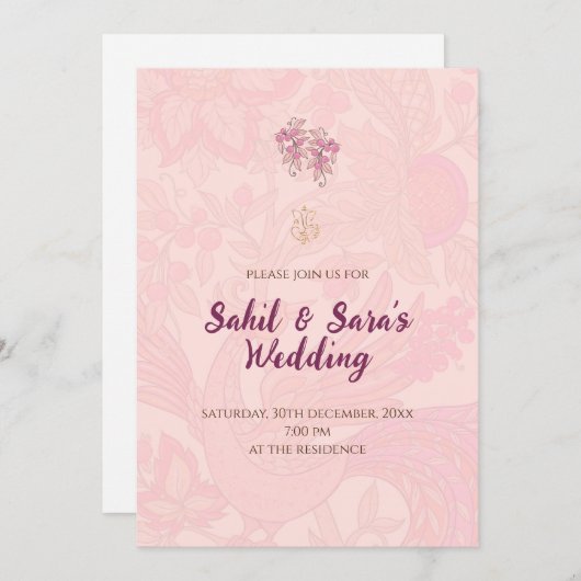 Digitale Hindoe uitnodiging Indiase bruiloft uitno (Voorkant / Achterkant)