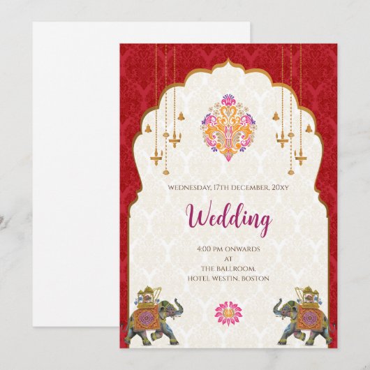 Digitale hindoeistische trouwuitnodiging Indiase b Kaart (Voorkant / Achterkant)