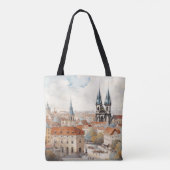 digitale historische oude binnenstad Praag. Tote Bag (Achterkant)